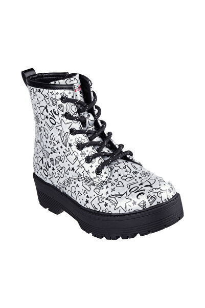SKECHERS Girls' GRAVLEN HI DOODLE DOWN Boots 303408L-SILVER/BLACK-32