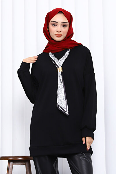 İmajButik Modal Tunic with Black Scarf Accessories