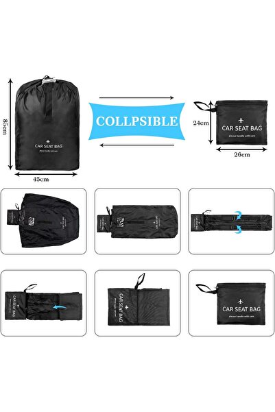 Generic AbaqKalza Car Seat Travel Bag - Large Waterproof Padded Stroller & Infant Carrier Cover