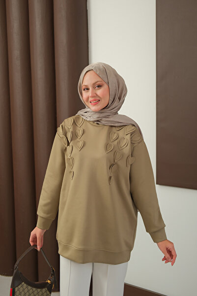 LOCCO Women's Heart Detailed Tunic Green