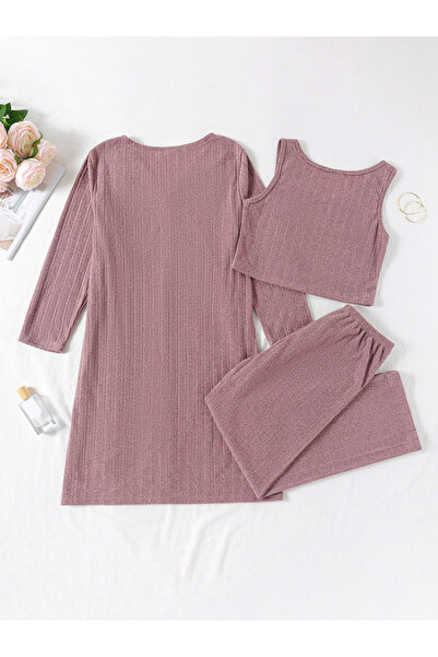 Take Two By Styli Pack of 3 - Textured Tank, Button Up Robe and Pants