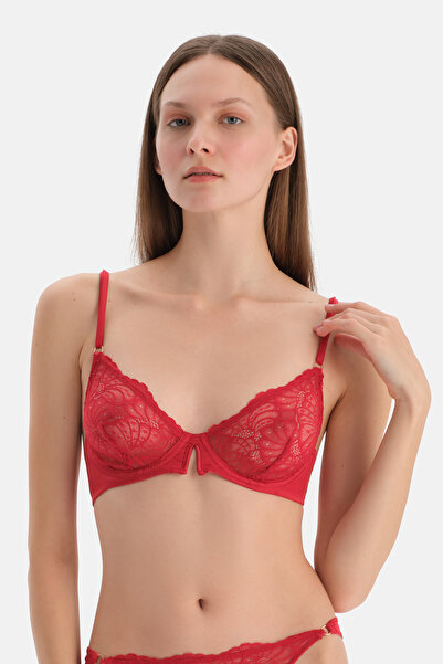 Dagi Red Lace Detailed Bra