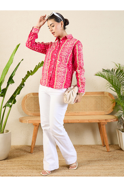 Uptownie By Styli Red Printed Long Sleeve Shirt