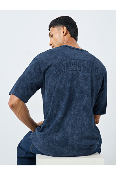 Styli Acid Washed Jersey T-Shirt with Applique Detail
