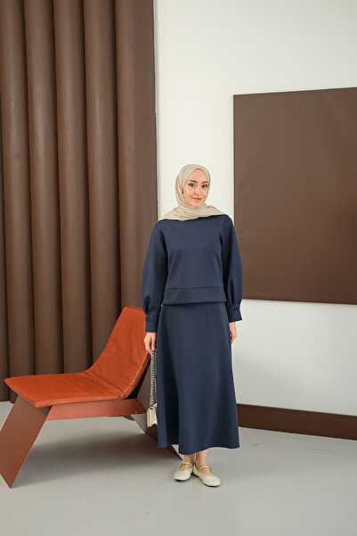 LOCCO Women's Crew Neck Scuba Suit Navy Blue