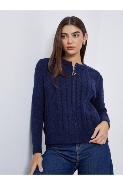 Styli Regular Fit Cable Knit Sweater with Zup-Up