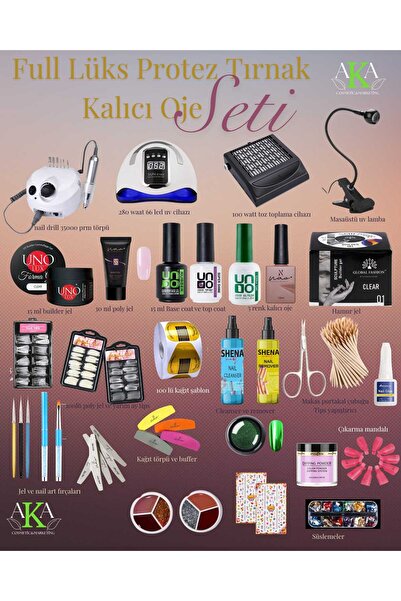Aka Full Lüks Protez Tırnak ve kalıcı oje seti