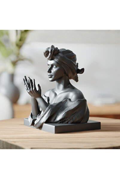 Homentum Solea | Sculptură decorativă cu bust feminin și turban – stil elegan...