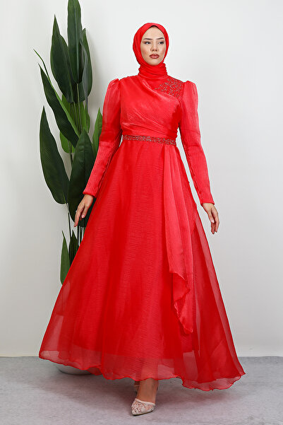 Lamia Giyim Eliza Tesettür Abiye Kırmızı