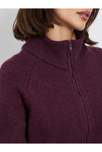Styli Burgundy Regular Fit Zip-Up Sweater