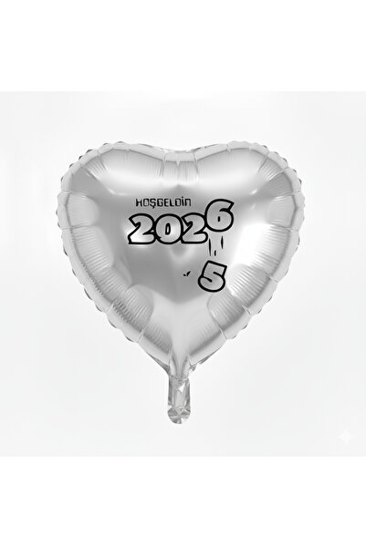 Organizasyon Pazarı Welcome 2026 Foil Balloon Christmas Ornament Party Decoration Christmas Tree Ornament Silver Heart
