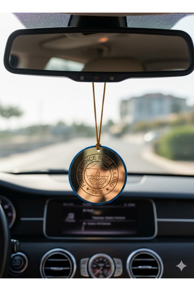 ÖZFA NEON Taraftar Sarı Lacivert Renkli Aynalı Pleksi Dikiz Aynası Araba Süsü Dekoratif Hediyelik Kutulu