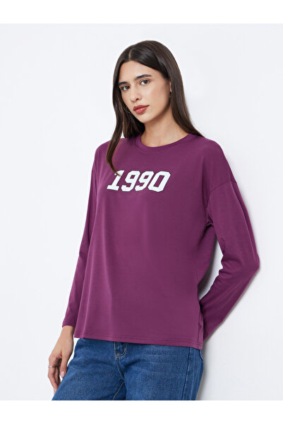 Styli Burgundy Oversized Graphic Print T-Shirt
