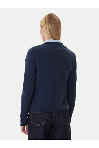 Tommy Hilfiger Women's Regular Fit Pure Wool V-Neck Long Sleeve Blue Sweater Ww0Ww43505-C1G