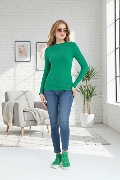 Avones Women's Half High Neck Bodycron Ribbed Knit -Stylish- Blouse