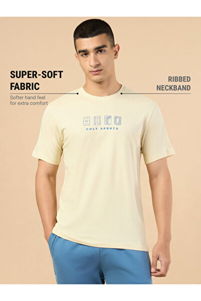 Cult By Styli Men Beige Graphic Print Short Sleeve T-Shirt