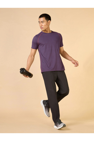 Cult By Styli Men Purple Plain Sculpted COMFORTech T-Shirt