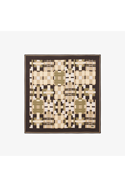 Lacoste Kadın Desenli Kahverengi Fular