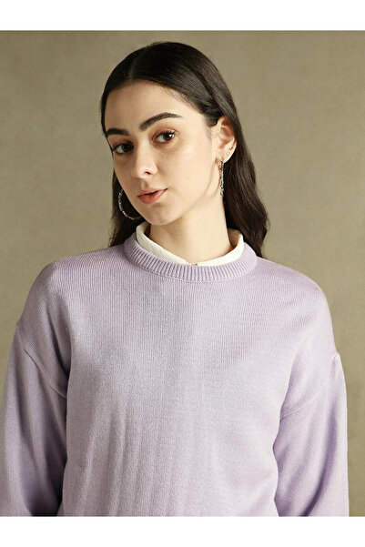 Dennis Lingo By Styli Lilac Round Neck Knit Sweater