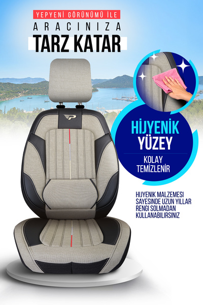 Panda Kılıf Panda Milano Series Linen Fabric Car Seat Cover - Full Set