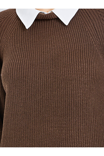 Styli Brown Knitted Sweater with Shirt