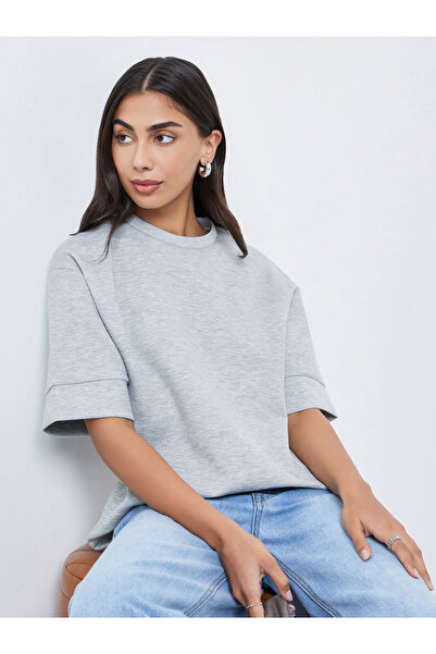 Styli Grey Oversized Round Neck T-Shirt