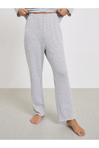 Styli Grey Texture Bow Detail T-Shirt and Pyjama Set