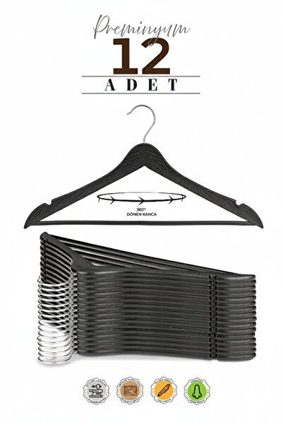 ETC HOME 12 قطعة من شماعات الملابس البلاستيكية ذات المظهر الخشبي عالية الجودة...