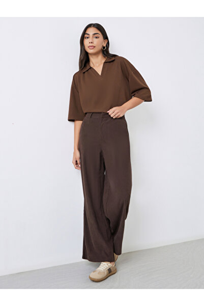 Styli Brown Soft Touch Relaxed Fit Polo T-Shirt