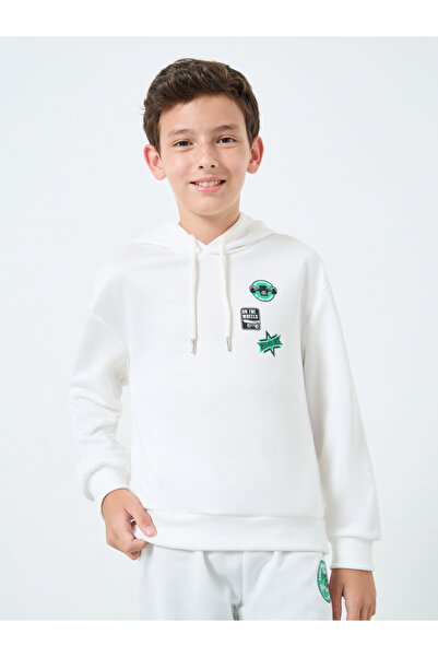 Styli Boys Off-White Printed Hoodie and Joggers Set