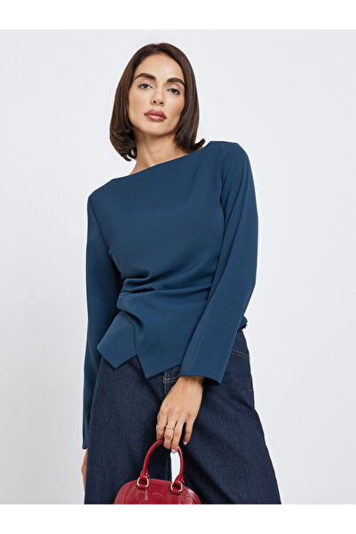 Styli Blue Long Sleeve Blouse