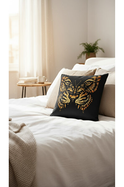 artwork Silhouette Lion Pattern Printed Linen Cushion Cover (1 Piece)