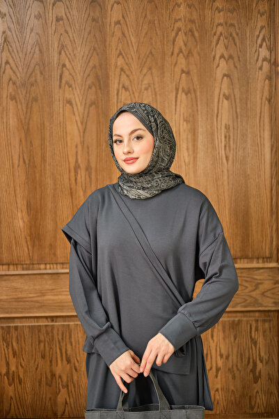 LOCCO Women's Piece Tie Dress Anthracite