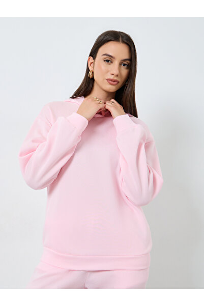 Styli Pink Solid Hoodie and Drawstring Joggers Co-Ords