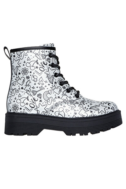 SKECHERS Girls' GRAVLEN HI DOODLE DOWN Boots 303408L-SILVER/BLACK-32