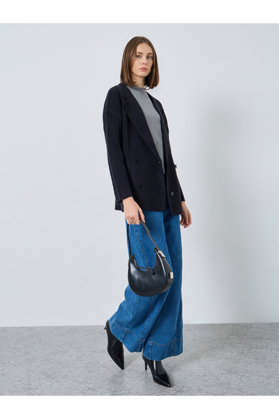 Styli Black Longline Double Breasted Trench Cardigan