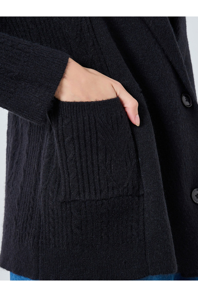 Styli Black Longline Double Breasted Trench Cardigan