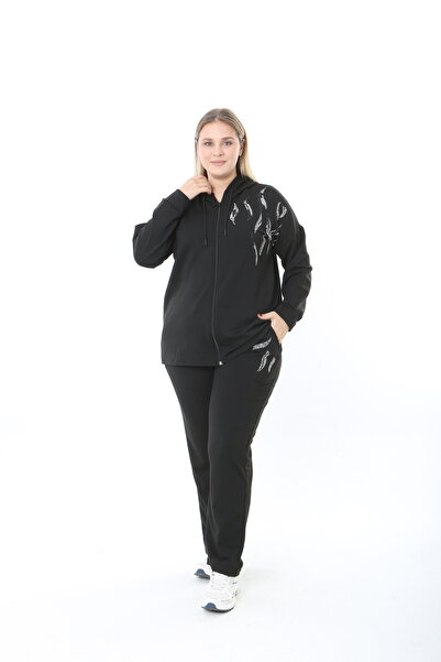 XL Modam Costum de mărime mare, imprimat cu piatră neagră, cu două piese