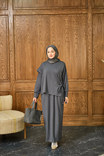 LOCCO Women's Piece Tie Dress Anthracite