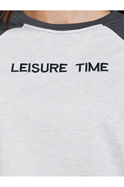 Styli Color Block Slogan Sweatshirt and Skirt Co-Ords