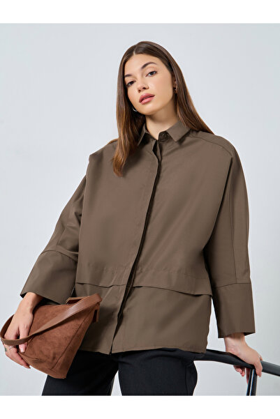 Styli Oversized Buttoned Shirt with Panel Detail