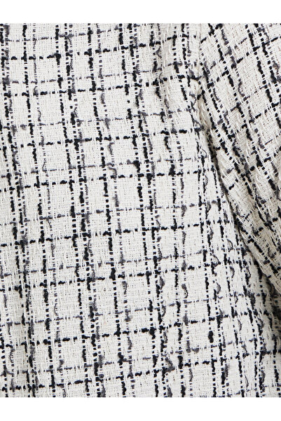 Styli Off White Regular Fit Tweed Look Jacket