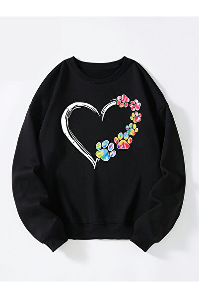 Take Two By Styli Heart Graphic Round Neck Sweatshirt