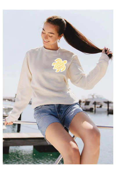 Tubinyoo سترة صفراء كاريتا مطبوع برقبة دائرية وثلاثة خيوط