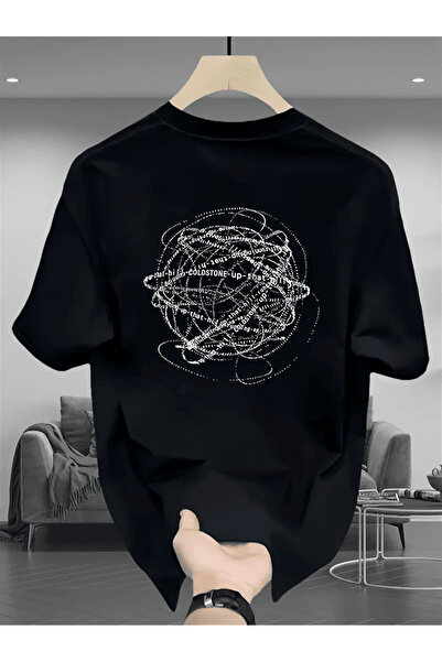 Flow touch Abstract Line and Lettering Printed T-Shirt