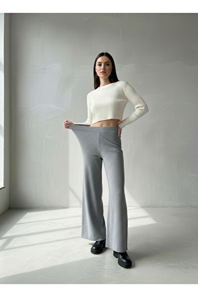 SARE ERKMEN Women's Knitwear Pants Stretchy Winter Wide Leg
