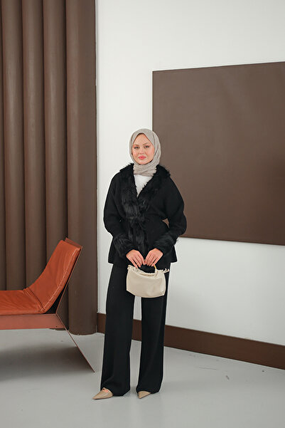 LOCCO Women's Plush Detail Knitwear Set Black