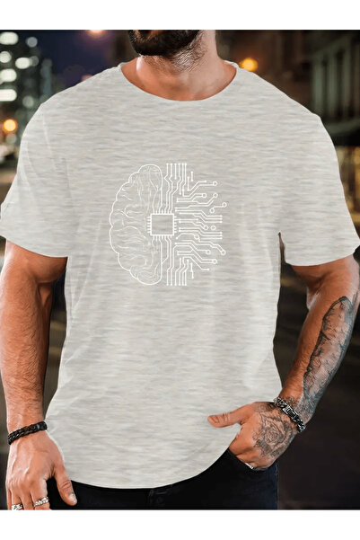 Flow touch الذكاء الاصطناعي (نصف الدماغ) مطبوع تي شيرت