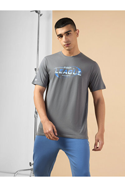 Cult By Styli Men Grey Sports League Graphic Print Short Sleeve T-Shirt