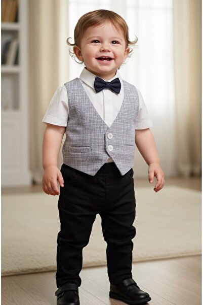 Cassiope Baby Men's Suit with Bow Tie and Shirt (Shirt - Vest - Pants - Bow Tie)
